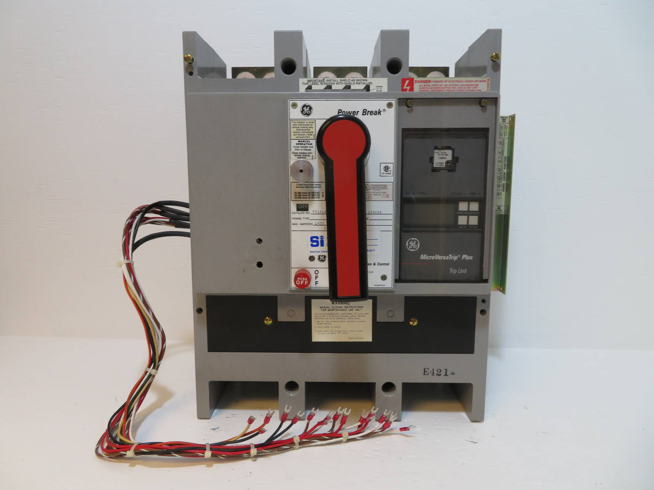 GE Power Break 1600A TP1616TTCR LI Circuit Breaker Aux 1600 Amp